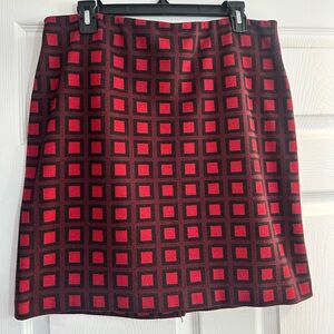 Worthington Red and Black Geometric A-Line Skirt
